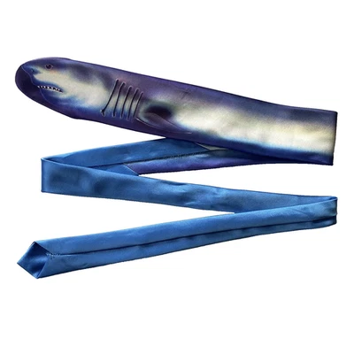 Nature Wear Necktie Tie Great White Shark Vintage 1986 Rare Blue 55” x 2.5” - Image 1 of 4