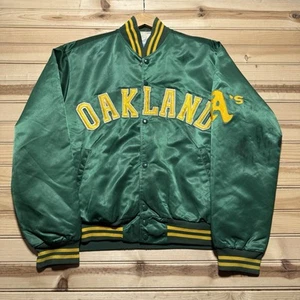 Vintage 80S Oakland A’s Athletics Baseball MLB Pyramid Satin Jacket Size Medium - Picture 1 of 12