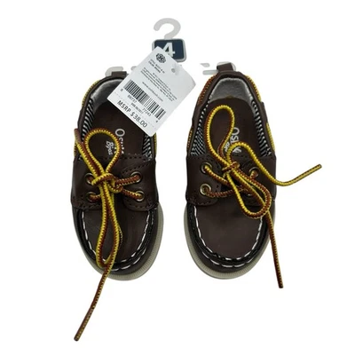 OshKosh BGosh Alex7 Boy Brown Boat Shoes Loafers Heel Slip On Size 4 - Image 1 of 2