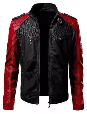 Motorcycle Jacket Men Handmade Stylish Biker Authentic Luxury Lambskin Leather - Image 1 of 4