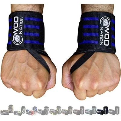 Professional Wrist Wraps & Straps for Gym & Weightlifting (12 inch)Black/DK Blue - Image 1 of 4