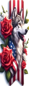 WOLF FLAG & RED ROSES ,DOGS,BIRDS,FLOWERS,BUTTERIES-BOOKMARKS-WITH TASSEL - Picture 1 of 1