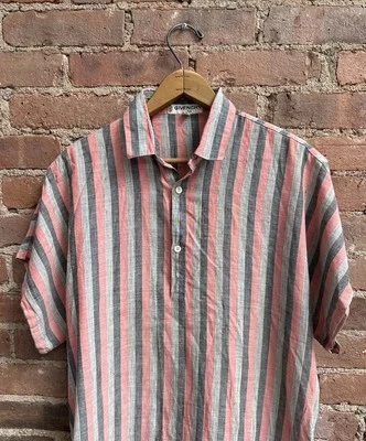 Vintage Givenchy Mens Shirt, Sz 15.5/39, Multi-Stripe Cotton/Linen, Italy 80z - Image 1 of 4