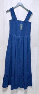 Maxi Vestido City Chic Ariel Azul Marino Ojales Calados Mujer Talla 18 - Imagen 1 de 3