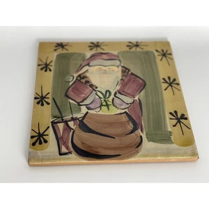 Marcoe e Cristina 8" Navidad Papá Noel/Padre Navidad Azulejo Remache Hecho en Italia - Imagen 1 de 6