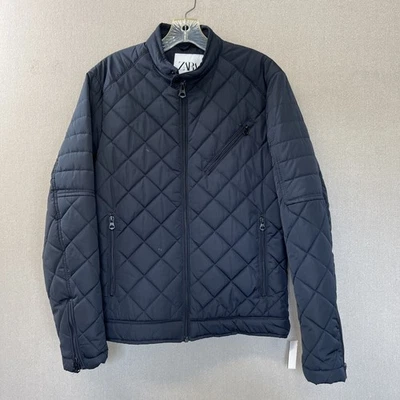 Chaqueta Zara Azul Diamante Acolchada Sin Cuello Talla S Para Hombre Elegante D1104301 Foto 1 de 4