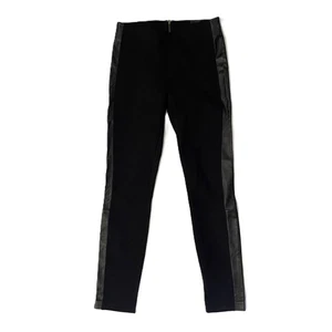 J Crew Pixie Hose Leggings Leder Smoking Streifen Gr. 6 schwarz sichtbarer Reißverschluss hinten - Bild 1 von 12
