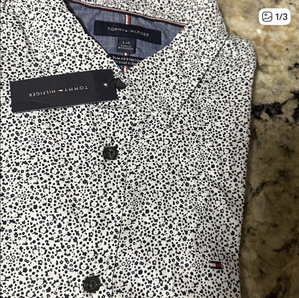 CAMISA MASCULINA AUTÊNTICA TOMMY Hilfiger manga longa ajuste personalizado tamanho G nova com etiquetas - Imagem 1 de 3