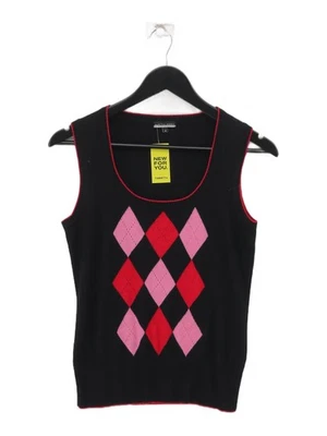 Austin Reed Women's Jumper S Black Argyle Viscose with Wool Round Neck Vest - Изображение 1 из 4