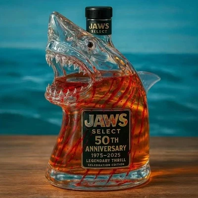 Jaws 50th Anniversary Whiskey Bottle Unique Transparent Limited Edition Gifts - Image 1 of 4