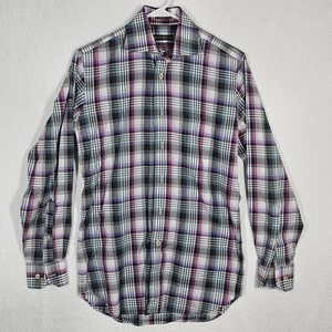 Peter Millar Cotton Stretch Plaid Collar Dress Shirt Mens Small Button Up - Picture 1 of 7