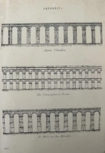 Antique c1877 Aqueduct Print – Aqua Claudia Rome & Metz – Victorian Engraving - Picture 1 of 10