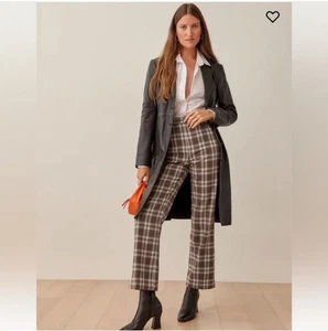 Reformation Franklin Damengröße 8 braun kariert kurz geschnitten gerades Bein Hose - Bild 1 von 7