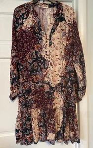 ADYSON PARKER Kleid 2X Blumen Blätter Rüschen Knopf V-Ausschnitt Lagenlook Vintage Boho - Bild 1 von 20