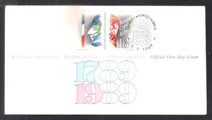 CYPRUS FRANCE 1789 - 1989 BICENTENARY FRENCH REVOLUTION NICE OFFICIAL FDC - Picture 1 of 1
