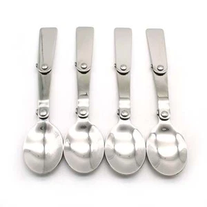 TMAX 4 pc Stainless Steel Three Folding Camping Spoons Dishwasher Safe - Picture 1 of 3