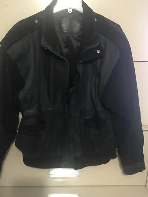 Men's GROUND ZERO Black Bomber Leather Jacket Coat - Size: Medium Foto 1 de 4