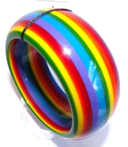 Sobral Pop Pride PB34 Rainbow Flag Stripes Artist Made Statement Bangle Bracelet - Picture 1 of 5
