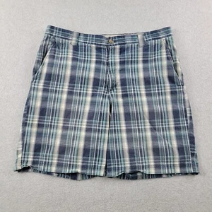 Columbia Shorts Herren 38 blau kariert vorne flach 100 Baumwolle Freizeit Chino 9,5 Schrittlänge - Bild 1 von 15