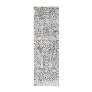 2'7"x8'3" Silver Willow and Cypress Silk/Wool Hand Knotted Runner Rug G64422 - Picture 1 of 8