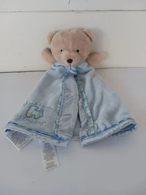 Security Blanket Bear Blue Thank Heaven for Little Boys Train Carters Plush Baby - Image 1 of 4
