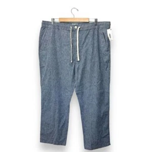 NWOT Mutual Weave Men's 2XL Cotton Linen Blue- Grey Relaxed Fit 'The Beach Pant' - Picture 1 of 9