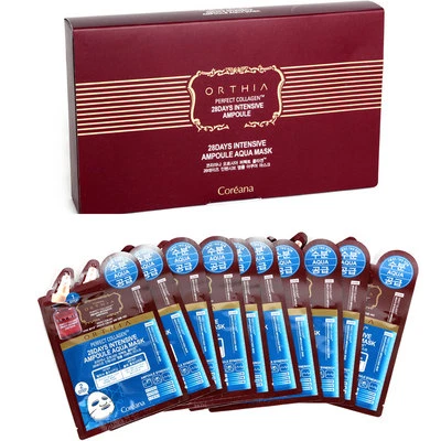 Coreana Orthia Perfect Collagen 28 Days Intensive Ampoule 2 Step Aqua Mask 10pcs - Image 1 of 3