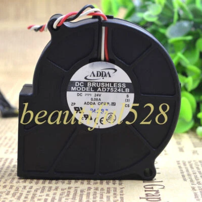 1pc ADDA AD7524LB 24V 0.08 7CM 7530 3-wire Turbo Centrifugal Blower Cooling Fan - Image 1 of 2