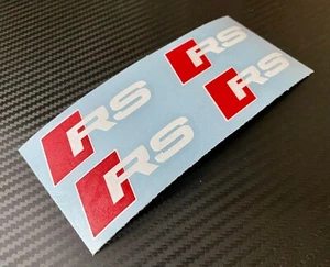 4 Audi RS Decal Sticker Vinyl Caliper Brake White Red Heat Resistant  - Picture 1 of 2