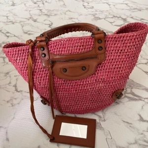 Balenciaga Pannier Raffia Basket Bag Hand Tote Bag 14.9*7.8*7.8 inch - Picture 1 of 8