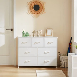 Drawer Dresser, Drawer Storage Cabinet with 7 Fabric Bins, High Storage Cabinet - Picture 1 of 14
