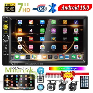 7" Double 2 DIN Car MP5 Player Bluetooth Android 10 Stereo Radio GPS WIFI Camera - Picture 1 of 20