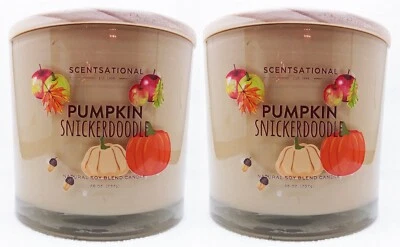 2 velas grandes de 3 mechas Scentsational PUMPKIN SNICKERDOODLE mezcla de soja natural Foto 1 de 2