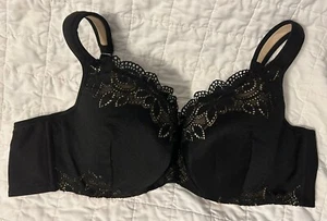 Cacique Balconette Bra 44C Black Lace Nude Underwire Lace - Picture 1 of 3