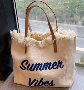 Borsa Mare Summer Vibes (simil Borsa Saint Barth) Capiente colore Bianco/Panna - Foto 1 di 11