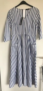 Kleid Steffen Schraut 40 blau/weiss gestreift Taschen Tellerrock hoher NP 349,-€ - Bild 1 von 8