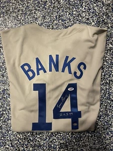 Ernie Banks Chicago Cubs Signed Grey Jersey #14 PSA/DNA COA - Picture 1 of 1