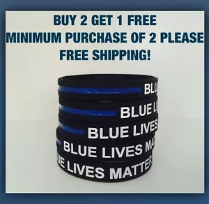 Braccialetto Linea Blu Sottile Bracciale Blu Lives Materia Silicone (1) Supporto Polizia - Foto 1 di 16
