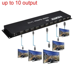 4K 1x10 HDMI Splitter Video Converter 1 input 10 Output Laptop PC To TV Monitor - Picture 1 of 12