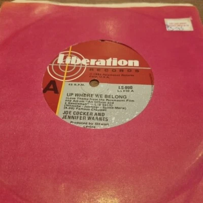 JOE COCKER & JENNIFER WARNES *OZ  7" 45 ' UP WHERE WE BELONG ' - Image 1 of 4