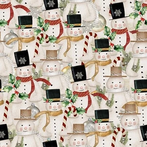3 Wishes French Countryside Christmas by Beth Albert 20917 Cream Packed Snowmen - Picture 1 of 1