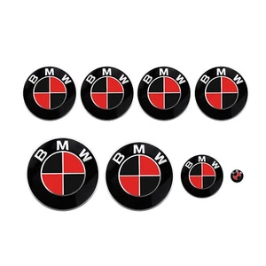 MATTE Black & Red BMW Badge Roundel Wrap Overlay 1 2 3 5 6 7 X M Z E F Series - Picture 1 of 4