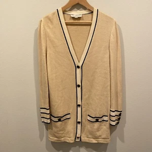 St. John Collection By Marie Gray Cream Cardigan Buttons w/ Pockets Size M - Picture 1 of 12