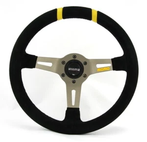 Momo Wildleder Sportlenkrad Drifting 330mm schwarz gelb anthrazit steering wheel - Bild 1 von 5