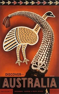 Vintage Discover Australia Aborigines Kunst Tourismus Poster A3 Druck - Bild 1 von 1