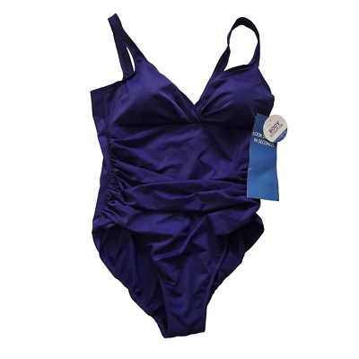 Traje de baño Croft & Barrow Body Sculptor para mujer talla 18 púrpura copa suave acanalada ajustado Foto 1 de 4