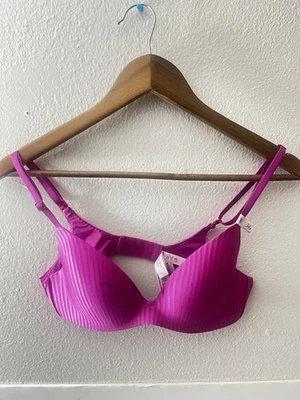 Victoria's Secret FlexFactor Lightly Lined Plunge Demi Bra Magenta Pink 34A NWT - Image 1 of 4