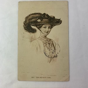 VTG Postcard Victorian Woman 4017 The Society Girl USED - Picture 1 of 3