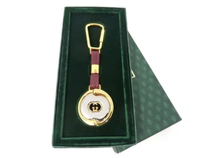 GUCCI Vintage GG Logo Incastro Argento Oro Portachiavi Anello Charm Boxato - Foto 1 di 15