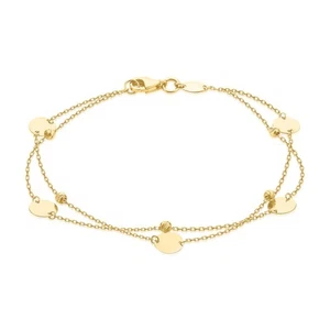 Zamel's 9ct Yellow Gold 19CM Circle Double Row Bracelet Women's Jewellery - Picture 1 of 1